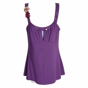 Pashu Purple Embellished Tank Top Size M Boho Stretch Camisole Women’s Fun Y2K